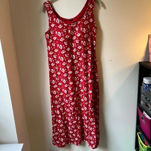 Uniqlo Red Bra Dress with White Floral Print | Women's Size Medium